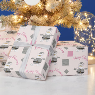 Frohe Weihnachten Rosa Moderner Weihnachtsmann Geschenkpapier