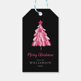 Frohe Weihnachten Rosa Tree modern Geschenkanhänger
