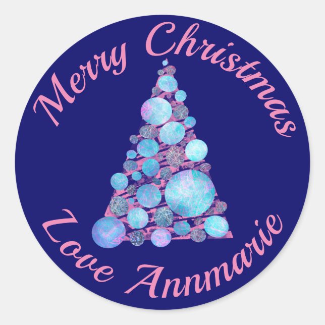 Frohe Weihnachten Rosa Tree Sticker (Vorderseite)
