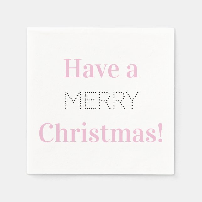 Frohe Weihnachten | Rosa Typografie-Party Serviette (Vorderseite)