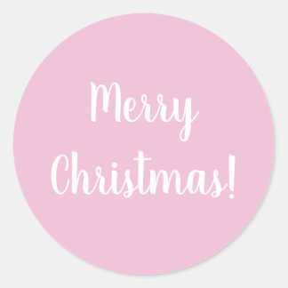 Frohe Weihnachten Rosa Typografie Runder Aufkleber