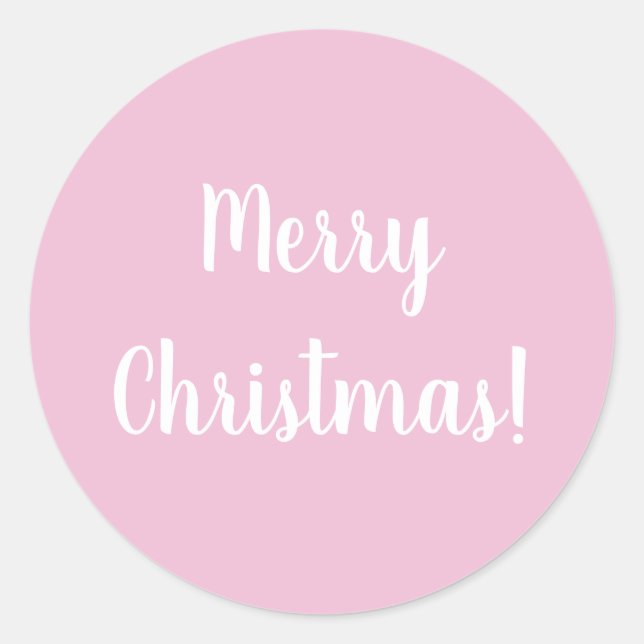 Frohe Weihnachten Rosa Typografie Runder Aufkleber (Vorderseite)
