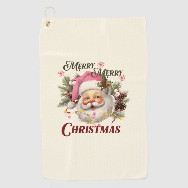 Frohe Weihnachten - Rosa Weihnachten Golfhandtuch (Vorderseite)
