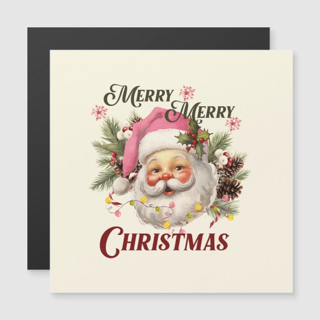 Frohe Weihnachten - Rosa Weihnachten Magnetkarte (Vorne/Hinten)