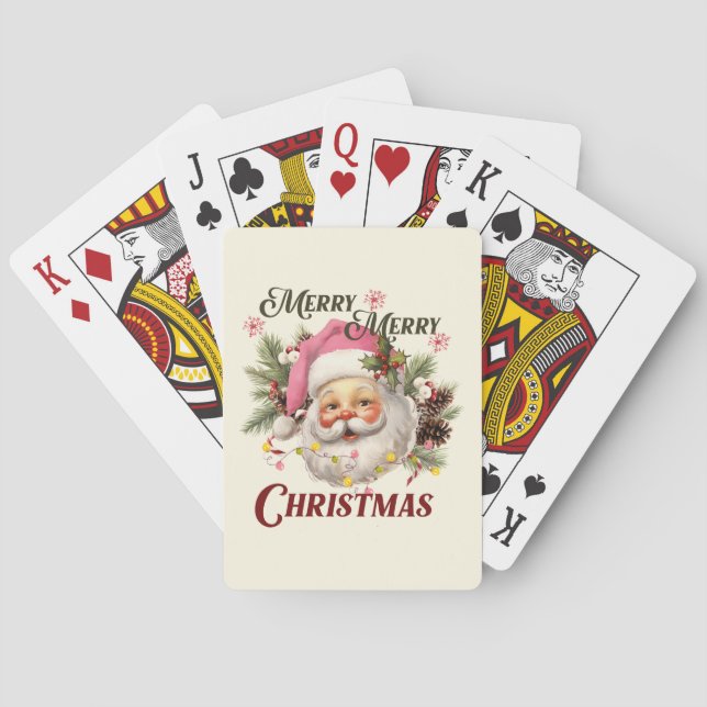 Frohe Weihnachten - Rosa Weihnachten Spielkarten (Rückseite)