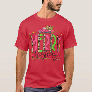 Frohe Weihnachten Rosa Weihnachtsbaum, Pink Truck  T-Shirt