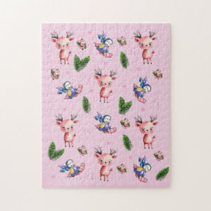 Frohe Weihnachten Rosa Weihnachtsmann Schlitten Pu