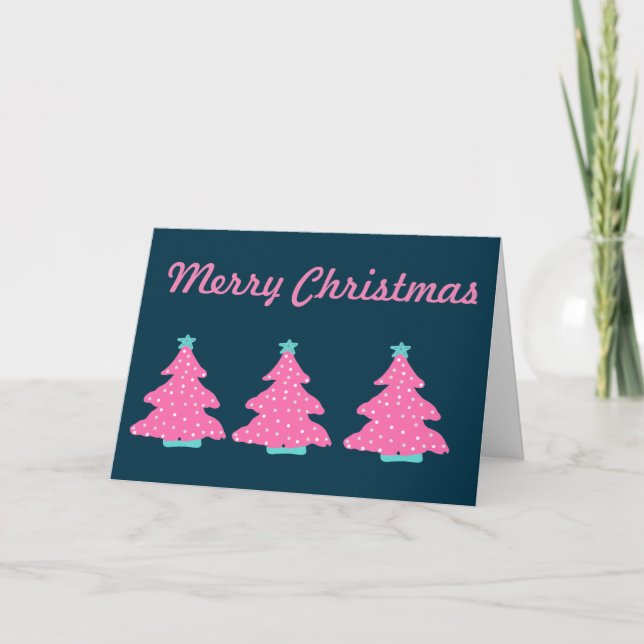 Frohe Weihnachten Rosa Zeitgenössische Weihnachtsb Karte (Vorderseite)