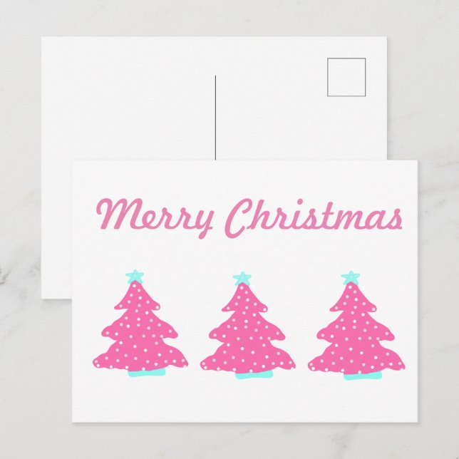 Frohe Weihnachten Rosa Zeitgenössische Weihnachtsb Postkarte (Vorne/Hinten)