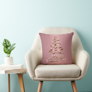 Frohe Weihnachten Rose goldener Weihnachtsbaum Kissen