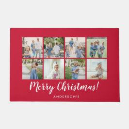 Frohe Weihnachten Rot 8 Foto Name Fußmatte