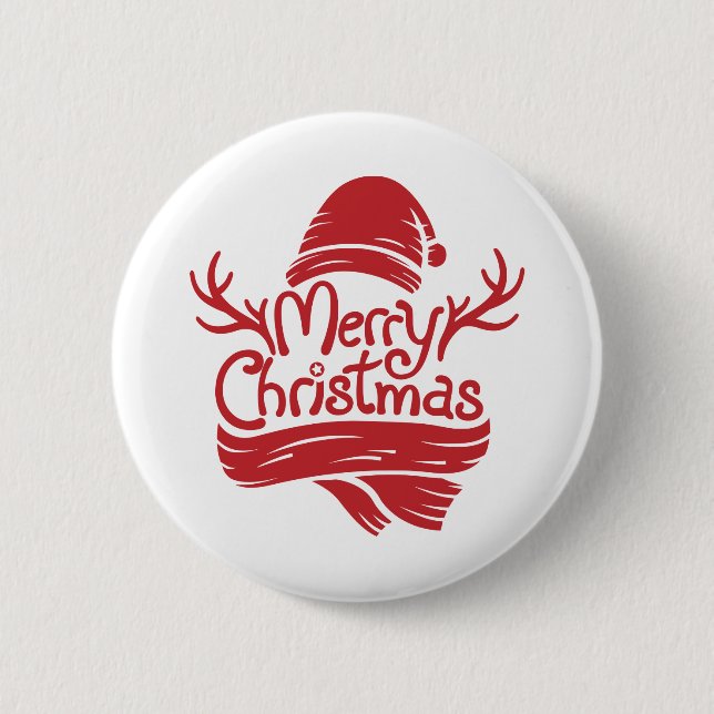 Frohe Weihnachten rot Button (Vorderseite)