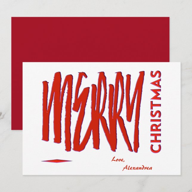 Frohe Weihnachten Rot Elegant Modernes Skript Cust (Vorne/Hinten)