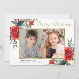 Frohe Weihnachten rot florale Aquarell zwei Foto