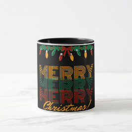 Frohe Weihnachten rot-gelbe Typografie Tasse