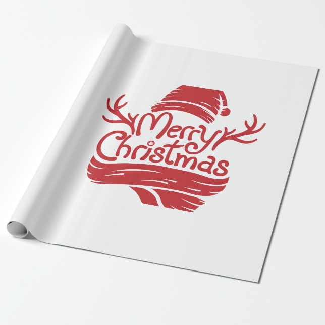 Frohe Weihnachten rot Geschenkpapier (Ungerollt)