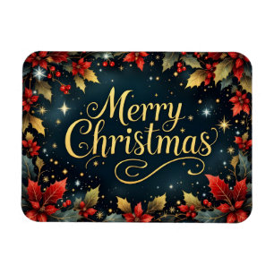 Frohe Weihnachten Rot/Gold Beeren Magnet