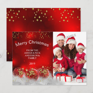 Frohe Weihnachten Rot Gold Stechpalme Christbaumku Einladung