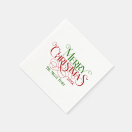 Frohe Weihnachten Rot Grün Festival Retro Typograf Serviette