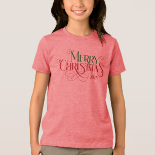 Frohe Weihnachten Rot Grün Festival Retro Typograf Tri-Blend Shirt