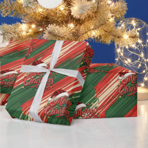 Frohe Weihnachten Rot Grün Muster Geschenkpapier