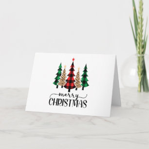 Frohe Weihnachten Rot Grün und Schwarz Karierte Bä Karte