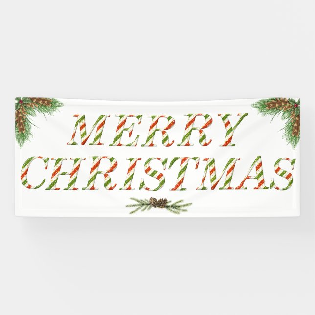 Frohe Weihnachten Rot, Grün und Weiß Banner (Horizontal)