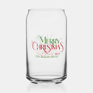Frohe Weihnachten rot-grüne elegante Retro-Typogra Dosenglas