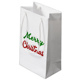 Frohe Weihnachten rot-grüne Schrift Kleine Geschenktüte