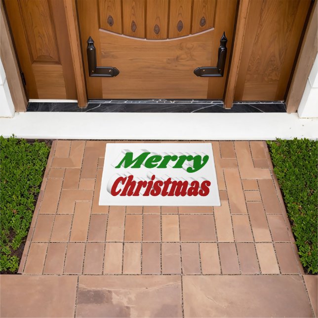 Frohe Weihnachten rot-grüne Typografie Fußmatte (Außenbereich)