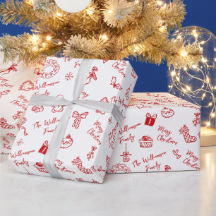 Frohe Weihnachten Rot Handgezeichnete Kritzelei Be Geschenkpapier