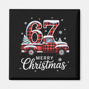 Frohe Weihnachten Rot kariert Lastwagen Buffalo Fa Magnet