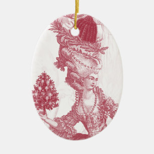 Frohe Weihnachten (rot) Keramikornament