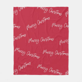 Frohe Weihnachten | Rot mit moderner Schrift Fleecedecke