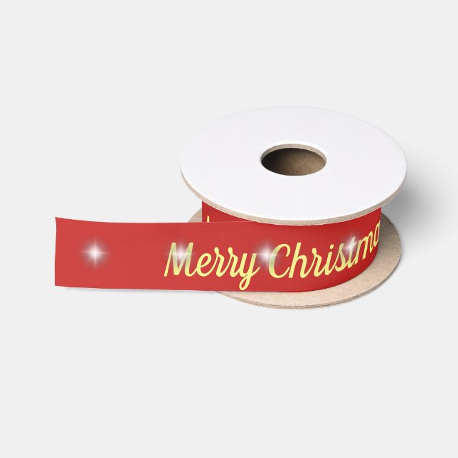 Frohe Weihnachten rot Satinband (Spule)