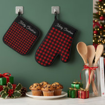 Frohe Weihnachten Rot-Schwarzes Büffel-Karo