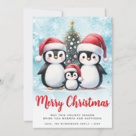 Frohe Weihnachten Rot und Blau Niedlich Pinguin Fa