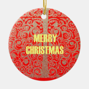 Frohe Weihnachten Rot- und Gold-Kollektion Keramik Ornament
