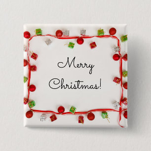 Frohe Weihnachten Rot und Grün Ornamente Button