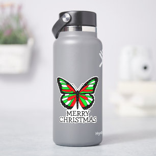 Frohe Weihnachten Rot und Grün Schmetterling Aufkleber