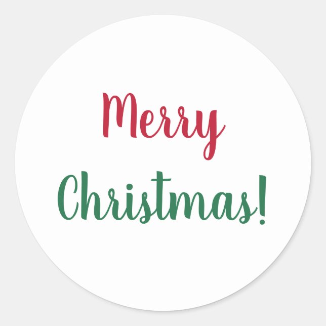 Frohe Weihnachten Rot und grüne Script Typografie Runder Aufkleber (Vorderseite)