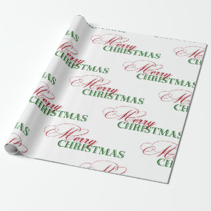 Frohe Weihnachten Rot und Grüne Typografie Geschenkpapier
