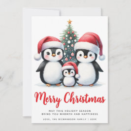 Frohe Weihnachten Rot und Weiß Niedliche Pinguine