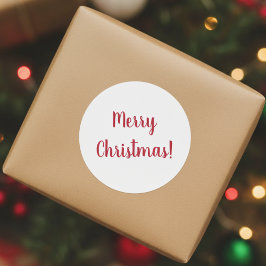 Frohe Weihnachten Rot und Weiß Script Typografie Runder Aufkleber
