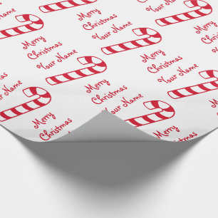 Frohe Weihnachten Rot und Weiße Süßigkeiten und Na Geschenkpapier