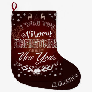 Frohe Weihnachten Rot Weiß cooles Geschenkdesign Großer Weihnachtsstrumpf