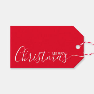 Frohe Weihnachten Rot Weiß Minimalistisch  Geschenkanhänger