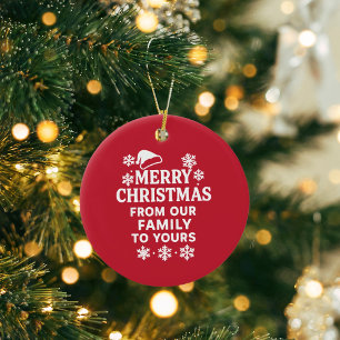 Frohe Weihnachten rot-weiß moderne Familiengrüße Ornament Aus Metall