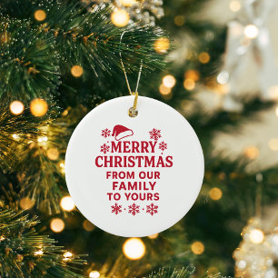 Frohe Weihnachten rot-weiß moderne Familiengrüße Ornament Aus Metall