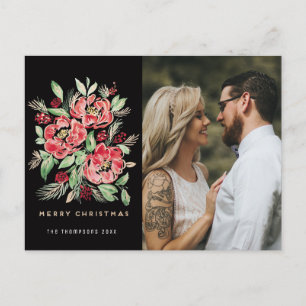 Frohe Weihnachten Rote Aquarellfarben Rose Foto